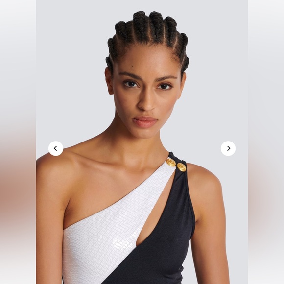 BALMAIN***Sequined Assymetrical One-Piece Swimsuit***US 4 $640 - Picture 7 of 10